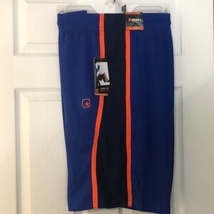 And1 Stretch Waist Athletic Shorts Blue Orange 11” inseam NWT
